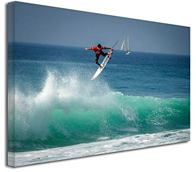 DECLINA Kunstdruck auf Leinwand, Leinwandbild, Landschaft, Wanddekoration, Foto auf Leinwand, Deko, Surf in den Landes 50 x 30 cm, Leinen, 150x100 cm