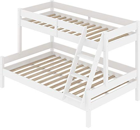 VitaliSpa Etagenbett Everest, Weiß, 140x200 / 90x200 cm | mit integrierter Treppe und stabilem Lattenrostsystem