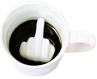 I-TOTAL - Tazza Caffe Dito Medio/Medium Finger Cup/Coffee Cup/Funny Mug 300 ML (Bianco)