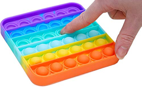 Toyland® Rainbow Color Push Bubble Pop Bubble Sensory Fidget Toy (Square)