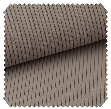 novely® ONTRE - Samtiger Polsterstoff in Feincord-Optik - Robuster Möbelstoff - Pflegeleichte Meterware 1 lfm Farbe: | 03 Hellbraun