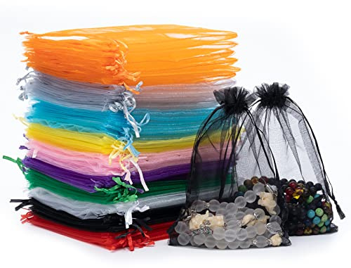 DoGeek 60 Pcs Organzabeutel Säckchen,Organzasäckchen (Gemischte Farben)