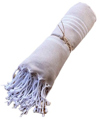 Freak Scene Superfreak Schal - Peshtemal - Strandtuch - Hammamtuch - Badetuch - Fouta - 195x95 cm - Muster 03 weiß - natur