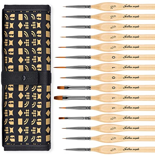 Set di 15 pennelli da pittura in miniatura, con micro dettagli fini, per acrilici, oli, acquerelli e pittura con i numeri, Citadel, miniature Warhammer 40K (colore legno)