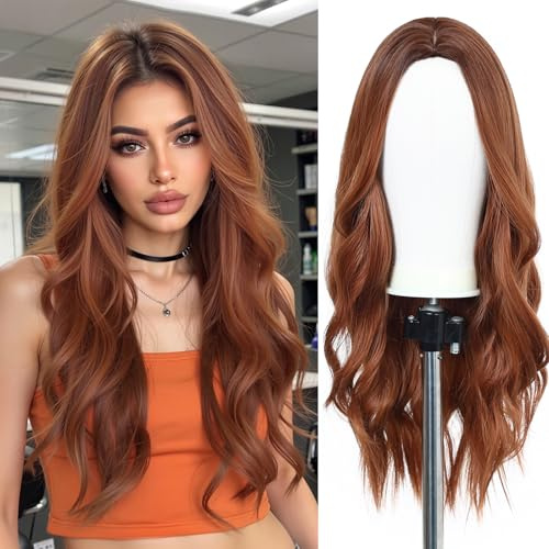 Esmee Langes Ombre Auburn Perücken für Frauen Natuaral Synthetische Gewelltes Lockiges Haar Perücke für tägliche Party Cosplay Verwendung
