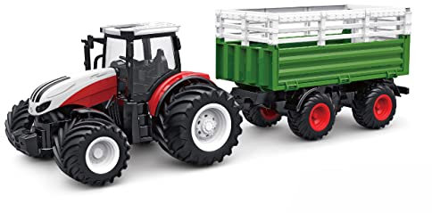 Amewi 22601 RC Traktor mit Viehtransporter, Sound & Licht, 1:24 RTR inkl. Fernsteuerung, Akku, Ladekabel