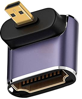 cablecc Adaptador convertidor de oro de extensión micro HDMI macho a HDMI 2.1 hembra UHD, compatible con 8K 60Hz HDTV