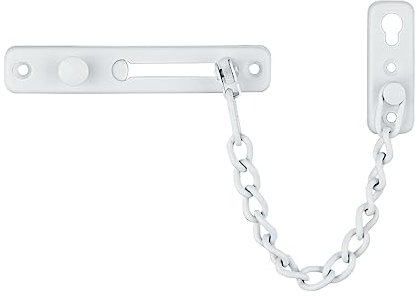 JQK Door Chain Lock White, Stainless Steel Door Guard with Spring Anti-Theft Press Lock, Matte White, HDC100-WH