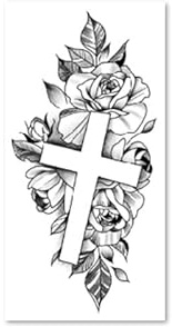 2 PCS Kräuter-Tattoo-Aufkleber Einfarbig Blumen-Kreuz-Saft-Tattoo Nicht Reflektierend Wasserdicht Langlebig