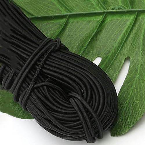 Banda elástica redonda blanca y negra 1 mm-15 mm Cuerda elástica redonda Banda de goma Línea elástica Accesorios de costura DIY 5 metros-Negro-15 mm-5 M