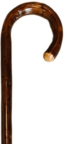 Stock-Fachmann® Wanderstock An Einem Stück Gebogen Eschenholz Geflammt Lackiert Mit Rundhakengriff Und Bergstockspitze Farbe Braun Länge Wählbar Belastbar Bis 100kg