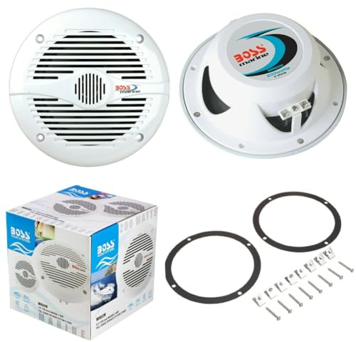 KIT Set pour Boss Audio Systems MR60W 2 Enceintes Marines 2 Voies 6,5 16,5 cm 165 mm 100 Watt rms 200 Watt Max étanche mer Piscine Bateau, la Paire + Joints et visserie