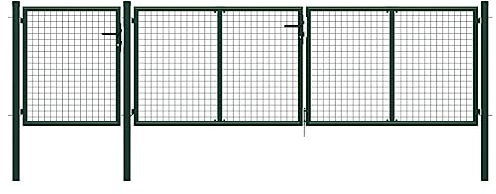 vidaXL Garden Gate, Steel Green Fence Gate with Lock and 3 Keys - Corrosion-Resistant Outdoor Patio Fence Gate with Thick Mesh Wires - 400x75 cm