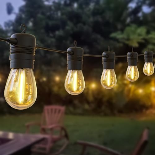 AVANLO Outdoor String Lights 100FT /30.5M Festoon Patio Lights Outside Led S14 Lighting Waterproof Mains Powered Shatterproof Edison Bulbs Connectable for Garden Wedding Balcony