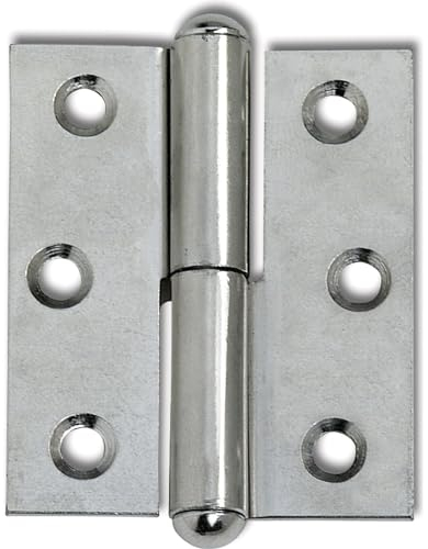 Möbelband gerade - Halbrundkopf links, 50x40 mm, Stahl vernickelt