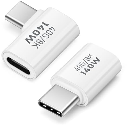 AIYEEN Adaptateur USB C 40 Gbps, Adaptateur USB C Mâle vers Type C Femelle à Angle Droit, Adaptateur USB 4.0 Type C Connecteur de Transfert de Données Compatible pour iPhone 15, Samsung, MacBook (Mix)