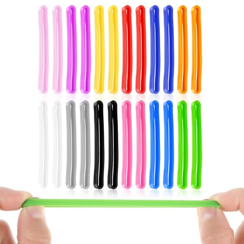 Nogeqi 24 Stück Gummiband Breit, Gummibänder Breit Gummiringe, Haushaltsgummis Gemischt Stabil, Breites Rubber Band, Robuste Dicke Gummi aus Silikon für Bücher Notizbücher Kunst Basteln (Bunte)