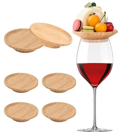FZMEHL 6 mini taglieri per salumi e calici da vino, 10,2 cm, piatti per antipasti per riunioni di famiglia, ristoranti, bar