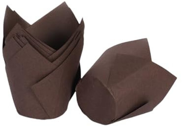 Pirottini 200 Tazze Di Tulipano Multicolor Con Cappello Di Loto, Cupcake E Fiamme, Per Muffin Marrone