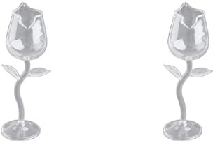 Fancy - Juego de 4 copas de vino tinto de 100 ml con forma de flor de rosa