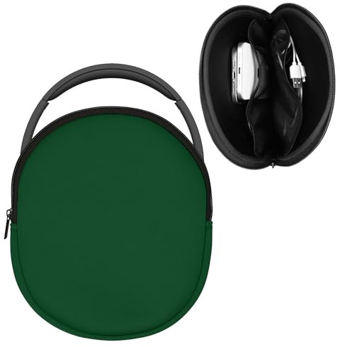 kwmobile Headphone Case Compatible with DOQAUS / H390 / WH-CH520 / WH-CH510 / Evolve 2 75 Headphones - 23 x 21 cm - Moss Green