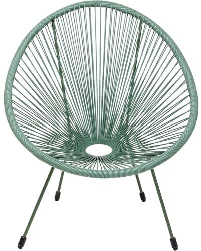 Kare Design Sessel Acapulco Mono, Grün, Indoor Outdoor Stuhl Retro-Design | Gartenstuhl, Relaxsessel, Lounge-Möbel für Balkon, Garten, Terrasse, Grünes Stahlgestell, 85x73x78 cm (HxBxT)