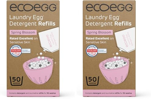 Ecoegg Laundry Egg Refill Pellets | Detergent and Fabric Softener Replacement | Non bio and no enzymes, chlorine bleaches, phosphates, parabens, SLS/SLES or palm oil | 50 Washes | Spring Blossom