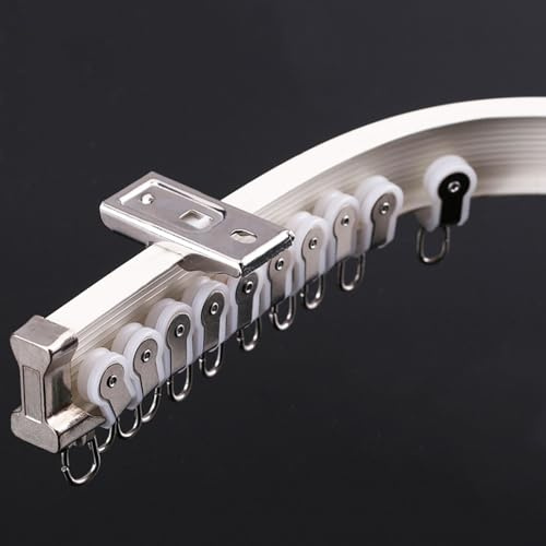 Flexible Aluminium-Gardinenstange für gebogene Raumteiler, einfach zu installierende Deckenschiene für Vorhänge, biegbare Erkerfenster-Vorhangschiene, passend für alle Fensterformen, 5 m einläufig