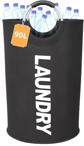 Necdeol 90L Pfandflaschen Sammelbehälter, Groß Pfandflaschen Aufbewahrung, Flaschensammler Leergut, Pfandflaschen Behälter mit Softgrip-Griffen aus Aluminium, Pfandsammler für Küche und Lagerraum