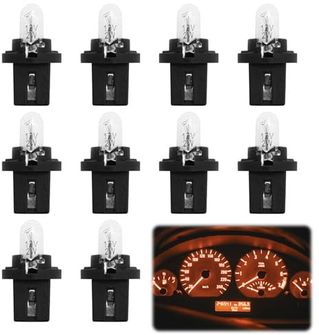 10 PZ Lampadine per Cruscotto DC 12V 1,2W T5 Generico Contatore a Collegamento Diretta Luce Display Comando Centrale Dash Light per Auto Moto Interno Strumento di Velocità, Giallo Chiaro