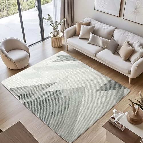 ASIinnsy mattor vardagsrum modern kort lugg abstrakt matta halkfri mjuk matta för sovrum stort vardagsrum matta matta heminredning (geometrisk grå vit, 160 x 200 cm)