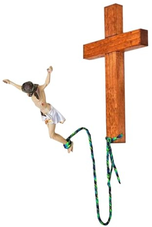 Bungee-Jesus-Kruzifix,Kruzifix Jesus Christus Kreuz Statue Figur,Bungee-springender Jesus,Wandkunst-Dekoration,Wanddekoration,dekorative Kunstharz-Statue,perfekt Für Zuhause,Kirche,Wohnzimmer