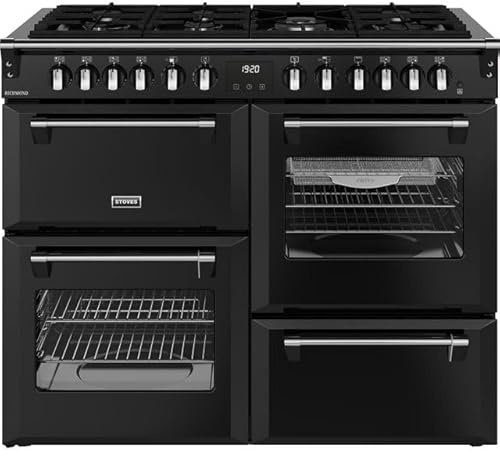 Stoves Richmond 110cm wide Dual Fuel Range Cooker with Gas Hob - Black - A/A/A Rated