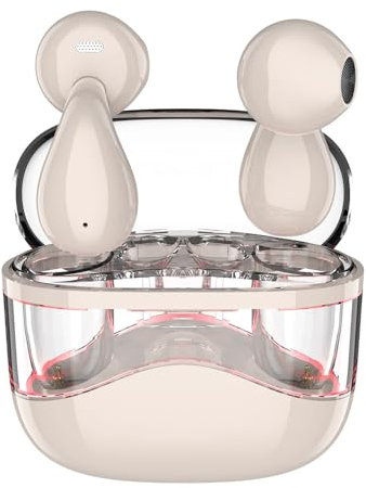 SLuB Auricolari In-Ear Bluetooth | Zero Latenza | ENC Antirumore | Modalità Mono/Dual | Custodia Trasparente | Resistenti ad Acqua e Polvere | Ideali per Lavoro e Viaggi | Comodi（Beige）
