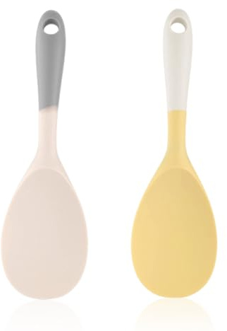OAOSDH 2 Pezzi di Cucchiaio di Riso in Silicone, Cucchiaio di Riso Resistente Ad Alta Temperatura, Cucchiaio di Riso Resistente, Utensili da Cucina, Cucchiaio di Miscelazione, Accessori da Forno.