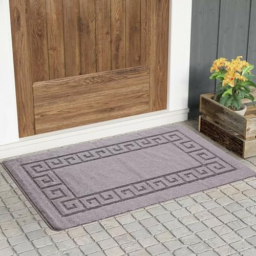 renoazul® Non Slip Front Door Mats Indoor - 50 x 80 cm, Rocco Dark Grey - Washable Rugs For Kitchen, Bedside and Corridor Rug