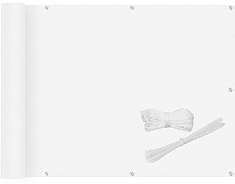 Pare-soleil pour balcon extérieur, 0,7 x 7 m, protection UV avec corde et œillets en aluminium, pour jardin, terrasse, bordure de balcon blanc