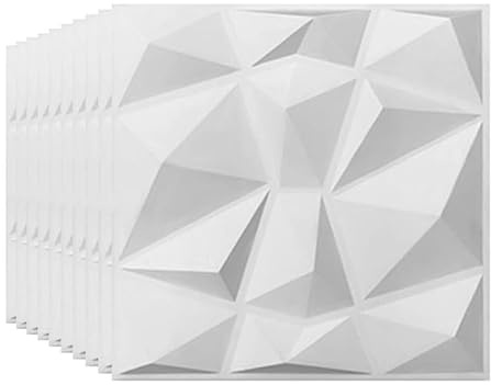 Snewvie 3D Wall Panels Decorative PVC Panels 12 x 12 Removable 3D Tile White Panels Wallpaper 8mm Thick Soundproof Waterproof Wall Sticker for Livingroom Bathroom,30 Pack