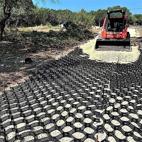 Stabilisateur de Gravier Grille Géo Grille De Sol Geo Grid, Pentes De 5 Cm, Aménagement Paysager D'allée, Grilles Stabilisatrices En Gravier De Pois, Système De Pavés Perméables(16.5x32ft/5x10m)