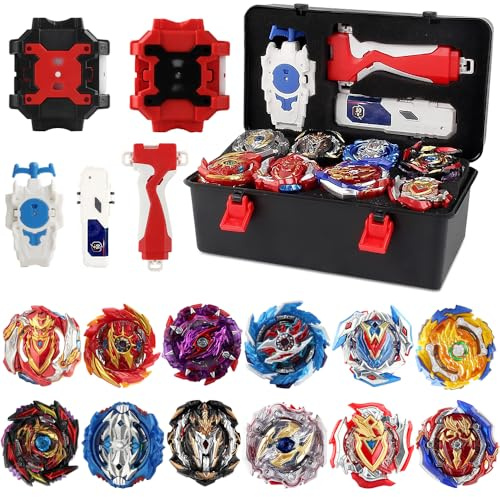 Afenau 12 in 1 Kampfkreisel Set, Kampfkreisel Koffer mit 3 Bidirektionaler Sender, Bey Burst Turbo Blade Set, 4D Kampfkreisel Set für Kinder 6 7 8 9 10 11 12 Jahre Geburtstag Weihnachten Geschenk