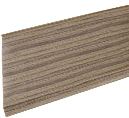 sourcing map 15ft x 4 Baseboard Trim Peel and Stick Flexible Molding Trims, Self Adhesive PVC Wall Base Cove Base Baseboards for Walls Corner, Brown Wood Grain