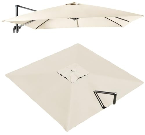 VLKLPZAHAK Housse De Rechange pour Parasol Déporté Carré De 250x250cm Tissu De Remplacement pour Parasol De Patio, Toile De Rechange pour Parasol De Marché Extérieur(Beige,2.5x2.5m (8.2x8.2ft))