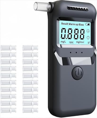 ESPERIA Etilometro Portatile Professionale Alcoltest Certificato Uso Personale Alcoltester Digitale Precisa del Tasso Alcolemico Istruzione in Italiano Incluso 20 pz Bocchini