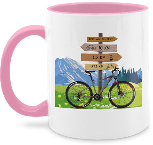 Tasse Tassen 325ml - Radsport - Fahrrad Geschenk Fahrradfahrer mit Wunschtext personalisiert I Fahrradtour Berge I Radfahrer Geschenke Fahrradfans I Bike Fans - 325 ml - Rosa - geburtstagsgeschenk