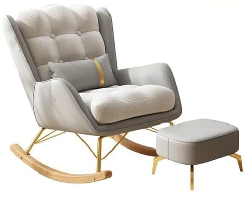 Fauteuil à bascule relax avec support lombaire large rembourré pour le salon Marron Meuble de loisirs élégant et confortable