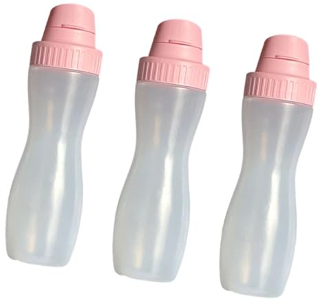 Nuatc Juego de 3 botellas de compresión para la cocina, 5 boquillas precisas, sin plan de goteo, cuerpo de agarre suave para especias, control de recubrimiento, botella exprimidora de especias