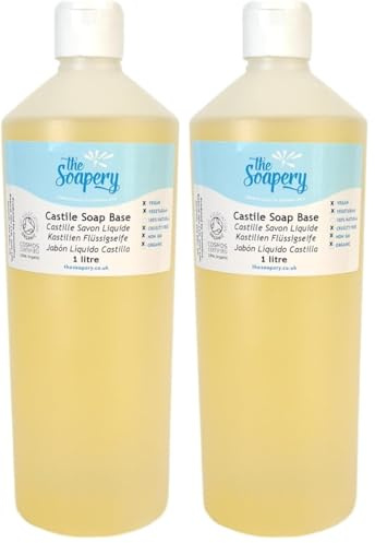 Castile Liquid Soap Base 1 Litre - Organic SLS SLES Sulphate and Paraben Free (Pack of 2)