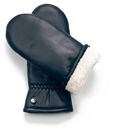Hand Gewand by Weikert Fäustlinge aus reinem Merino Lammfell und robustem Lammnappa Leder, Touchscreen-fähig, Damen, Lammfellfäustlinge, Lammfell Handschuhe, warme Lammfellhandschuhe