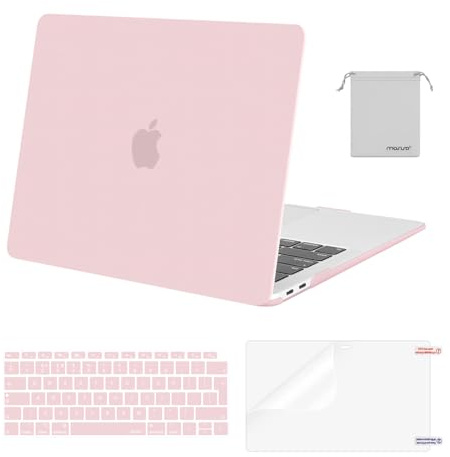 MOSISO Kompatibel mit MacBook Air 13 Zoll Hülle M1 2021 2020 2019 2018 | Schutzhülle Hartschale für MacBook Air M1 Hülle A2337 A2179 A1932&Tastaturschutz&Displayschutz&Beutel, Rosenquarz