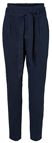 VERO MODA Damen Vmeva Hr Loose Paperbag Cot Pant Noos Hose, Night Sky, 34W / 30L EU